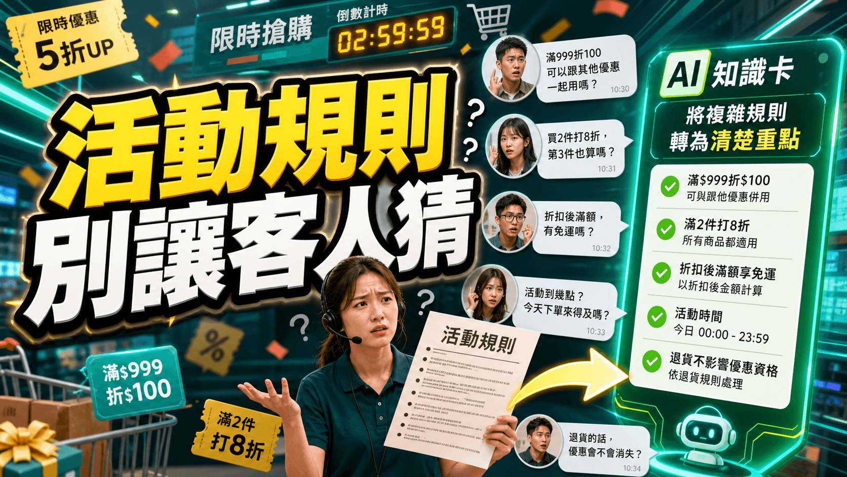 優惠活動規則需要清楚一致回覆的模擬情境首圖