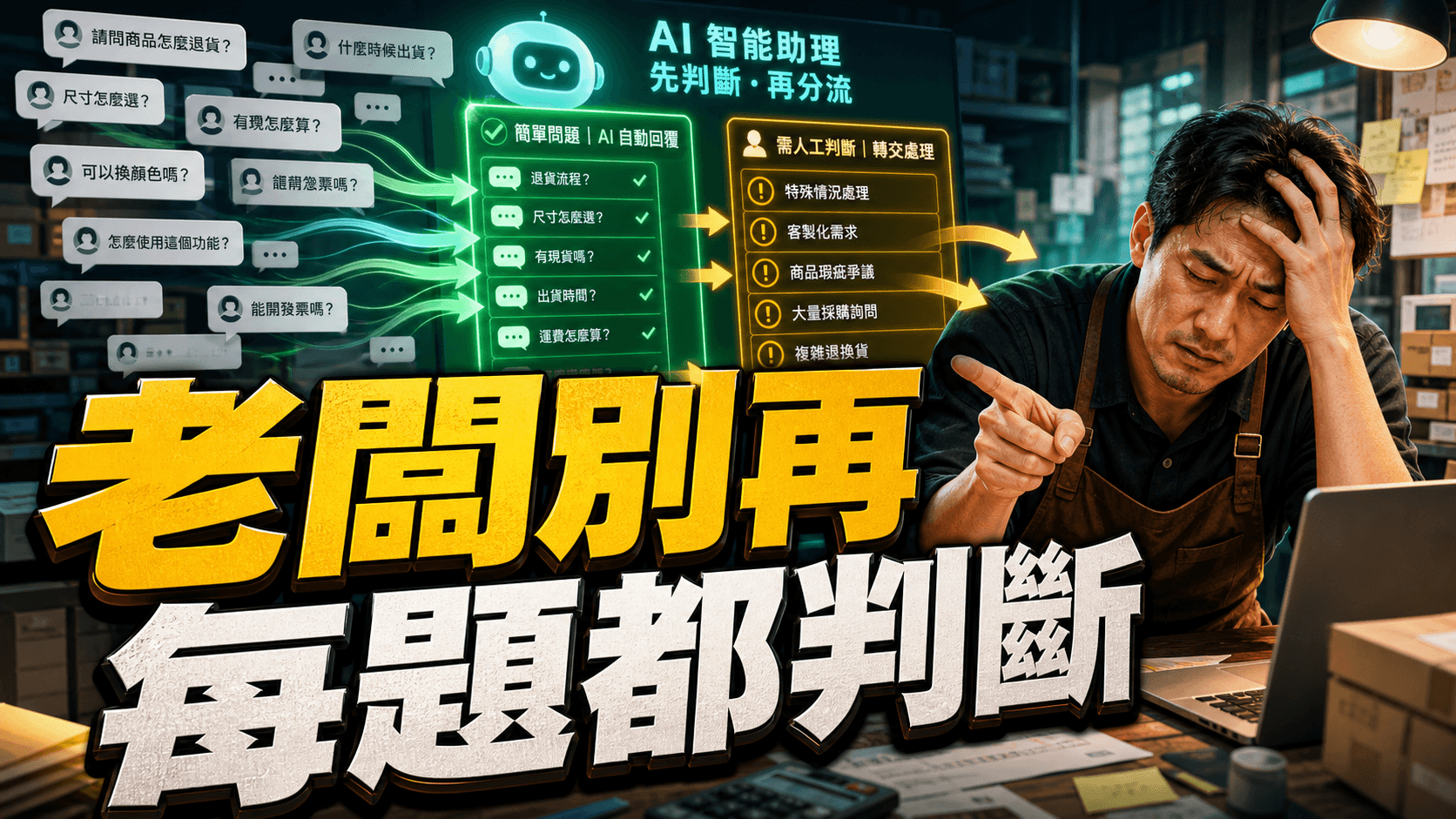 老闆被客服判斷壓力淹沒的模擬情境首圖