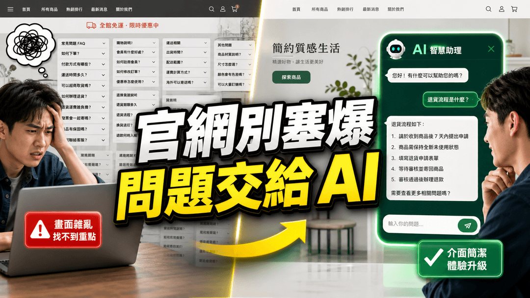 官網資訊過載與 AI 協助回答問題的模擬情境首圖