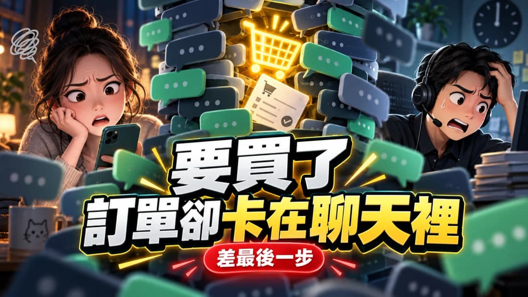 購買需求被大量聊天訊息卡住而尚未形成清楚訂單的示意圖